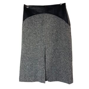 PAULA CAHEN D’ANVERS Front and Back Slits Below Knee Skirt in Black and Melange